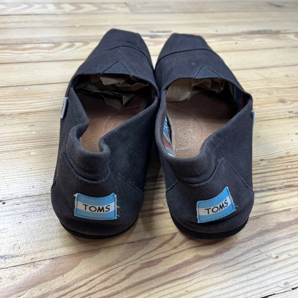 TOMS Classic Alpargata Black Canvas Slip On Flats Mens Size 10 Casual Shoes